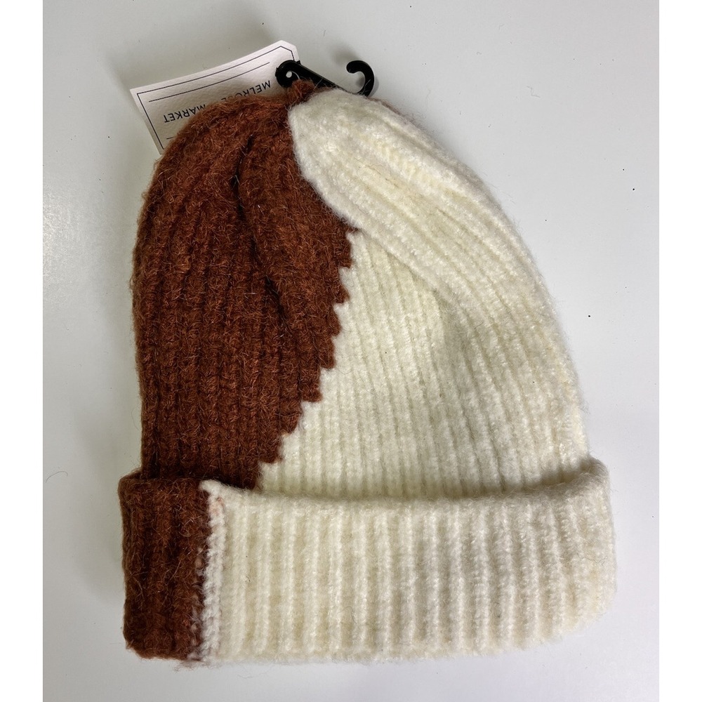 Melrose and Market Women's Brown Ivory Winter Snow Hat One Size 100% Acrylic NWT